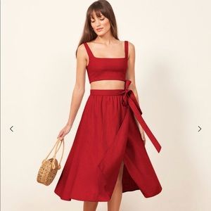 Reformation Molto Two Piece Red Midi Dress